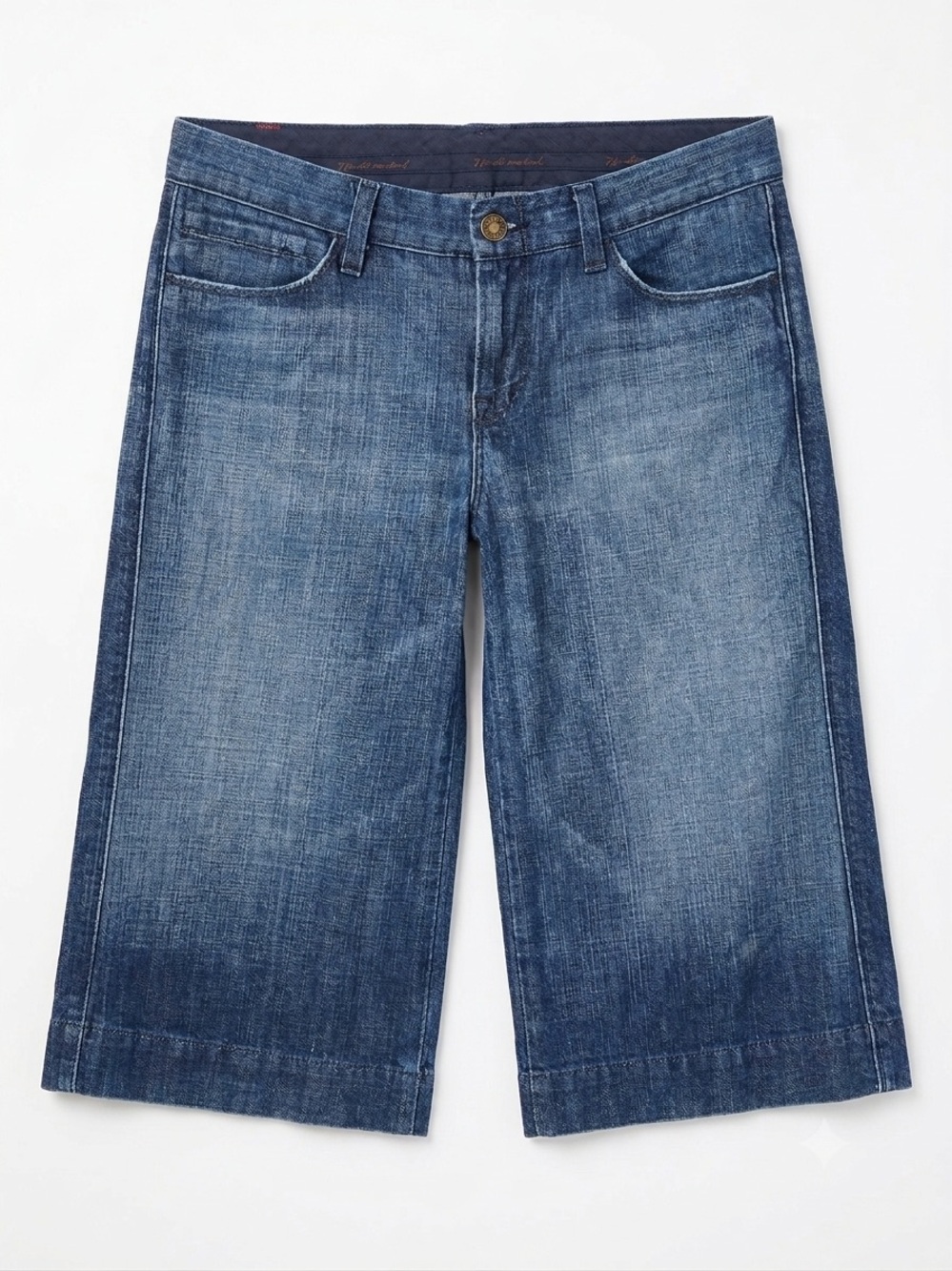 7 For All Mankind Dojo Y2K Wide Leg Gaucho Denim Shorts Blue Boho Skater